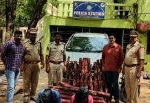 తాయి మమాంబపురం వద్ద 77 ఎర్రచందనం దుంగలు స్వాధీనం