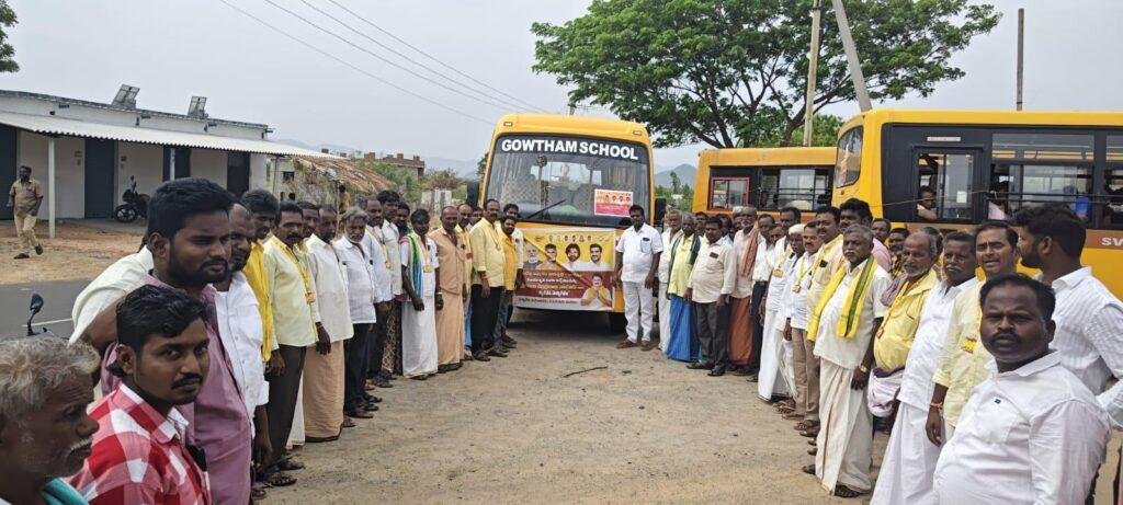 విజయోత్సవ సభకు భారీగా తరలిన కె.వి.బి పురం మండల టీడీపీ నాయకులు, కార్యకర్తలు మరియు ప్రజలు
