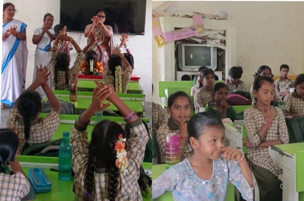 పిల్లలకు టీడీ వ్యాక్సిన్ వేసి, వ్యాధులపై అవగాహన కల్పించి వైద్యాధికారి డాక్టర్ విజయ చందర్