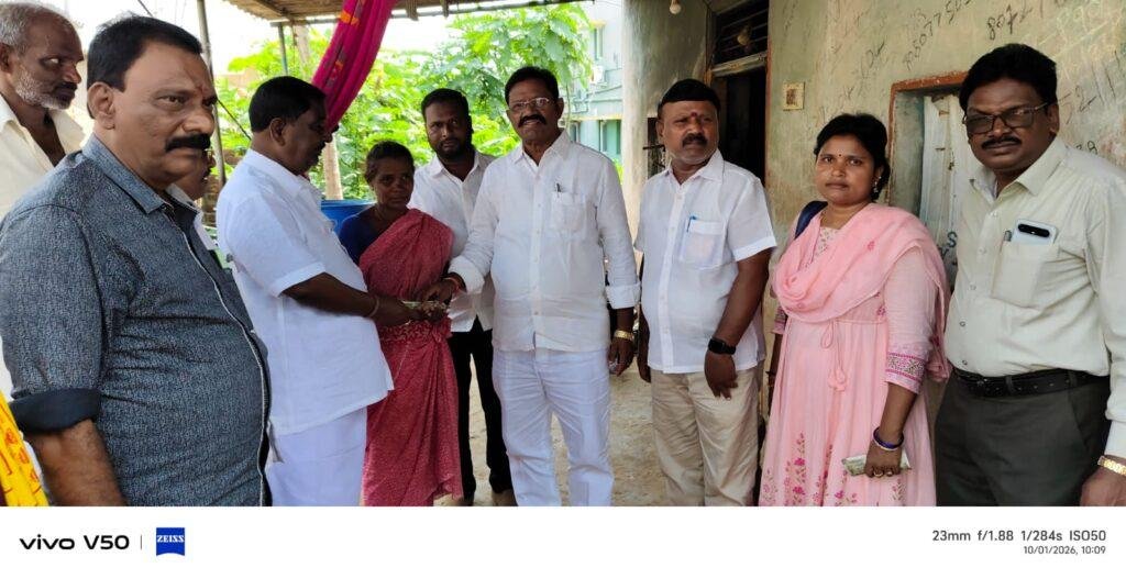 వృద్ధాప్య పెన్షన్ల పంపిణీ కార్యక్రమంలో పాల్గొన్న ఎమ్మెల్యే ఆదిమూలం